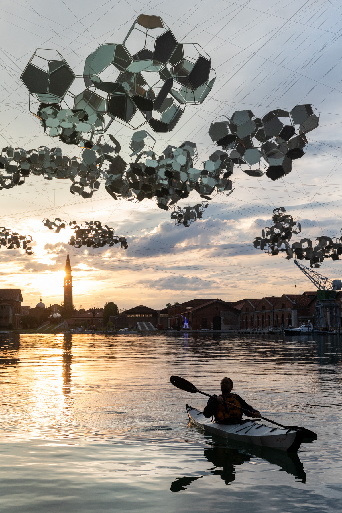 A view of On the Disappearance of Clouds (2019), part of the installation Aero(s)cene: When breath becomes air, when atmospheres become the movement for a post fossil fuel era against carbon – capitalist cloud (2019) on view at the Arsenale Gaggiandre, 58th International Art Exhibition – La Biennale di Venezia.
