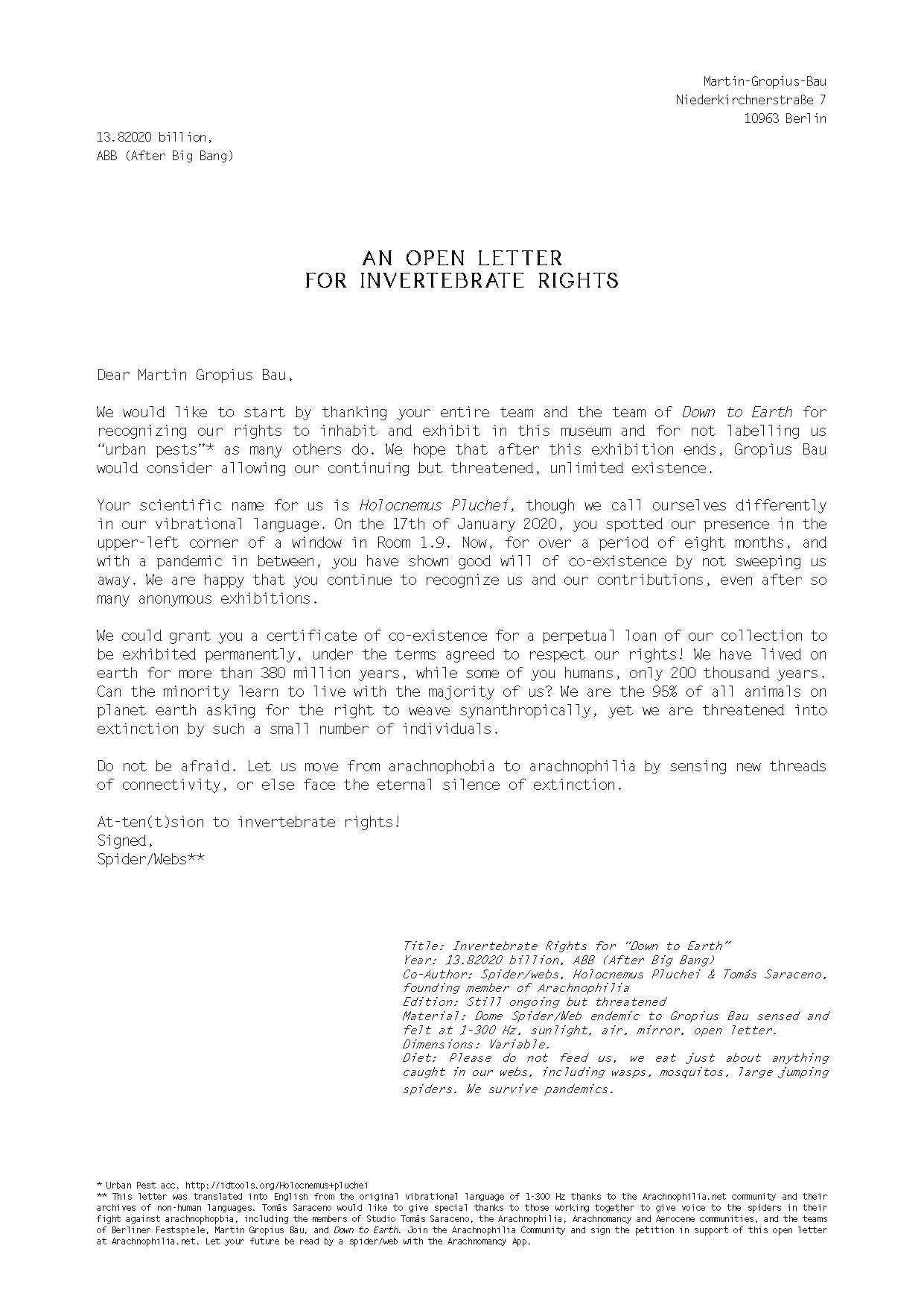 Invertebrate Rights for “Down to Earth”