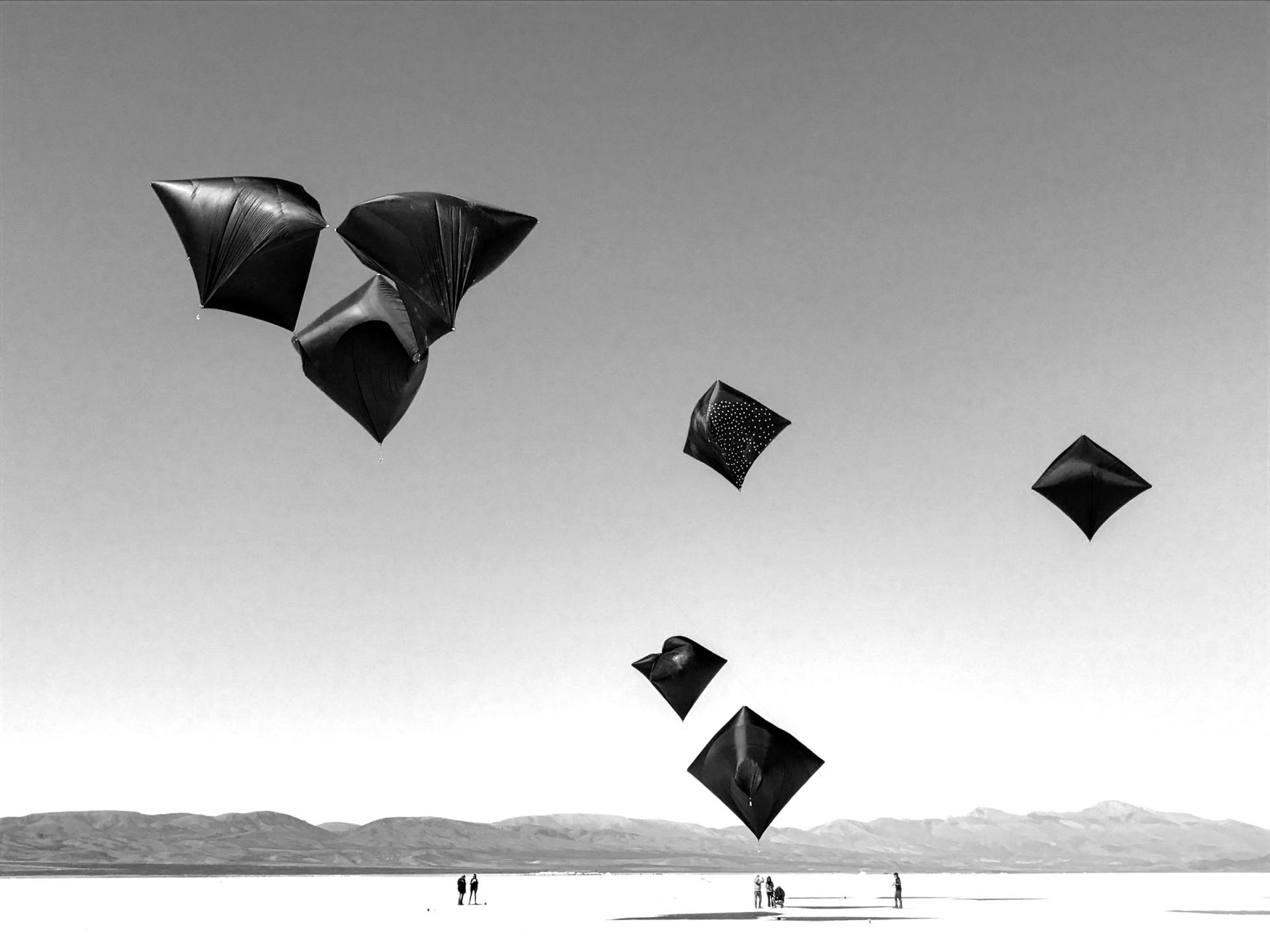 Eclipse of the Aerocene Explorer, 2016. Performance in Salar de Uyuni, Bolivia, January 2016,  during Tomás Saraceno’s artistic expedition.